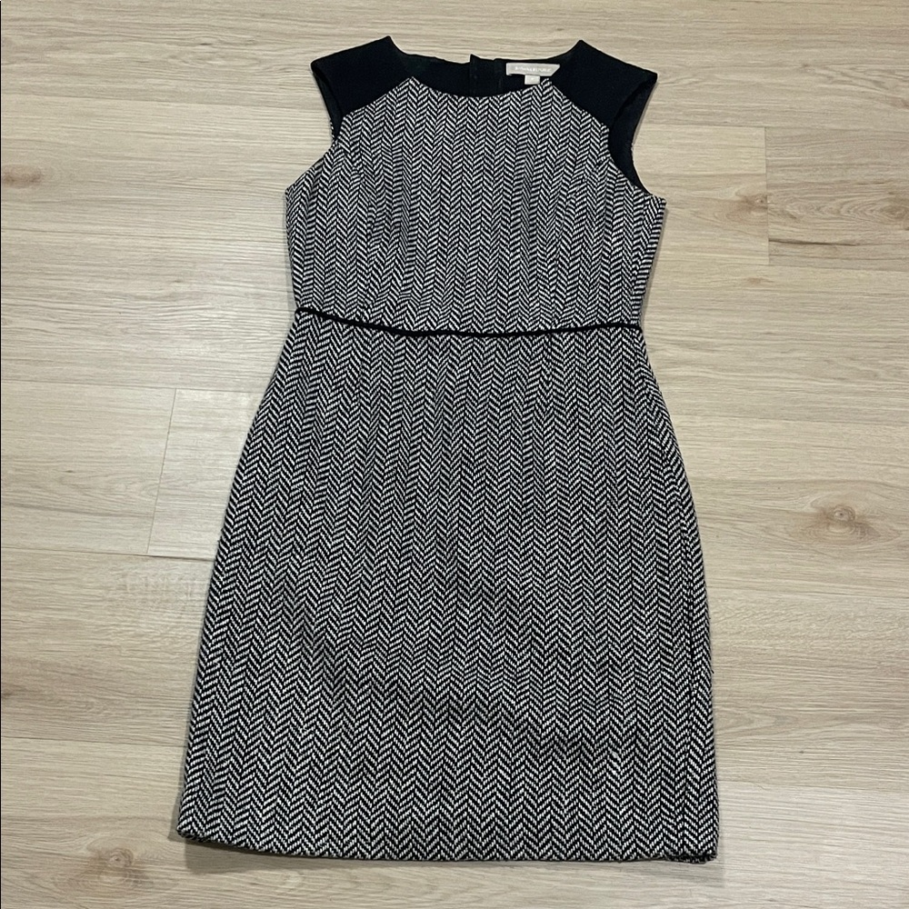 Banana Republic Black and White Patterned Midi Dress
